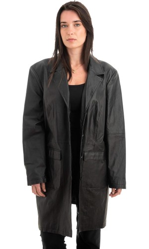 Γνήσιο Γυναικέιο Δερμάτινο Παλτό - Z921