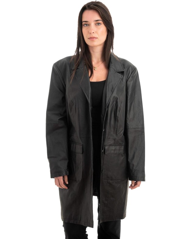 Γνήσιο Γυναικέιο Δερμάτινο Παλτό - Z921