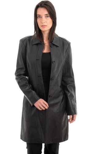 Γνήσιο Γυναικέιο Δερμάτινο Παλτό - Z924