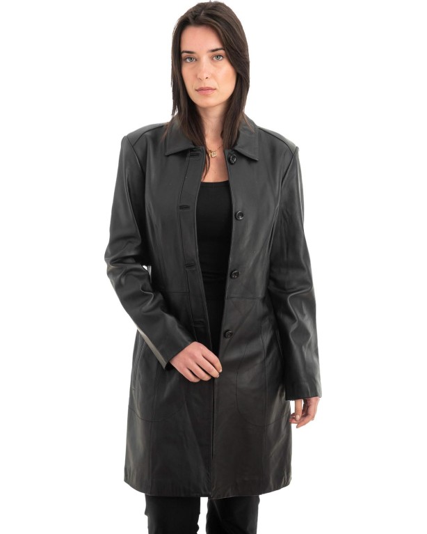 Γνήσιο Γυναικέιο Δερμάτινο Παλτό - Z924