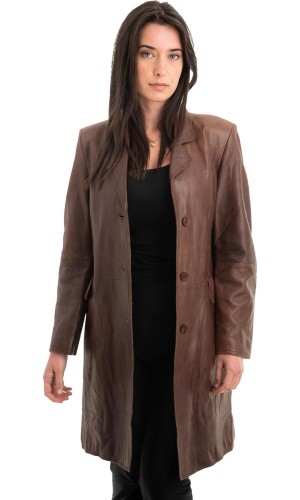 Γνήσιο Γυναικέιο Δερμάτινο Παλτό - Z927