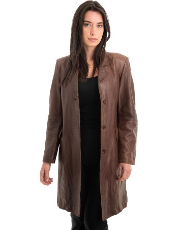 Γνήσιο Γυναικέιο Δερμάτινο Παλτό - Z927