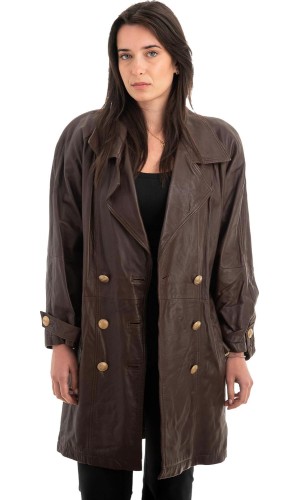 Γνήσιο Γυναικέιο Δερμάτινο Παλτό - Z936