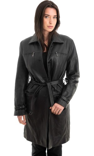 Γνήσιο Γυναικέιο Δερμάτινο Παλτό - Z940