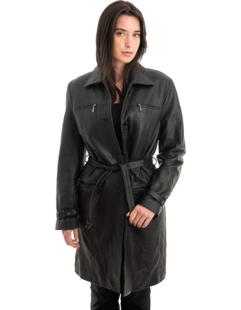 Γνήσιο Γυναικέιο Δερμάτινο Παλτό - Z940