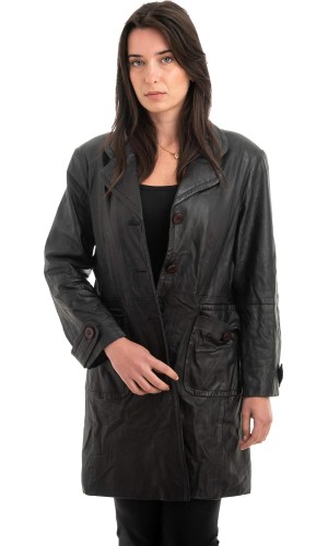 Γνήσιο Γυναικέιο Δερμάτινο Παλτό - Z944