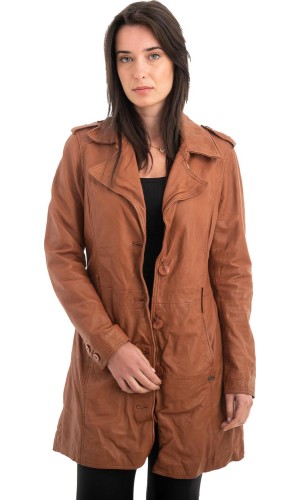 Γνήσιο Γυναικέιο Δερμάτινο Παλτό - Z946