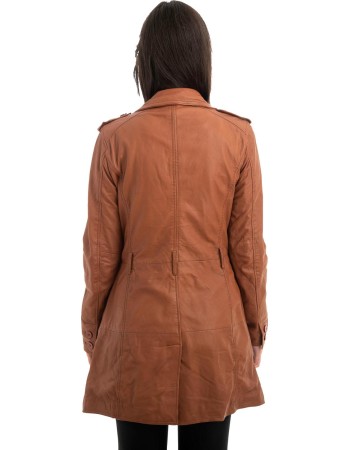 Γνήσιο Γυναικέιο Δερμάτινο Παλτό - Z946