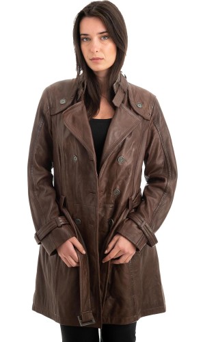 Γνήσιο Γυναικέιο Δερμάτινο Παλτό - Z955