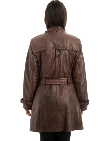 Γνήσιο Γυναικέιο Δερμάτινο Παλτό - Z955