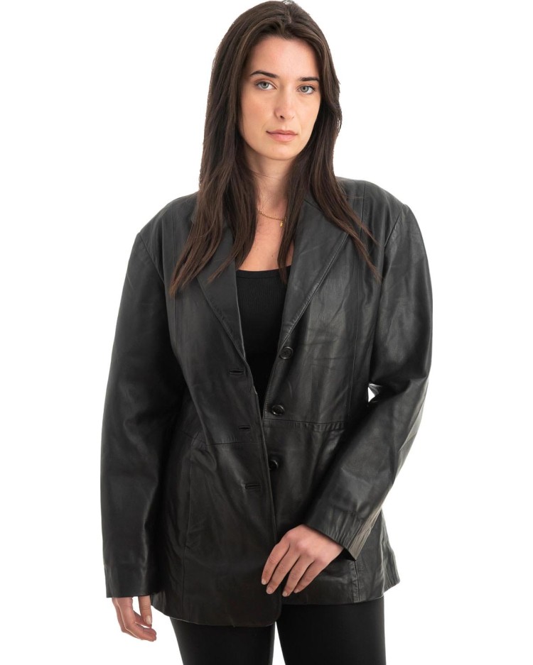 Γνήσιο Γυναικέιο Δερμάτινο Σακάκι - Z965