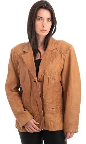 Γνήσιο Γυναικέιο Δερμάτινο Σακάκι - Z969