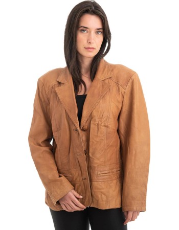 Γνήσιο Γυναικέιο Δερμάτινο Σακάκι - Z969