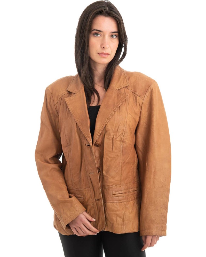 Γνήσιο Γυναικέιο Δερμάτινο Σακάκι - Z969