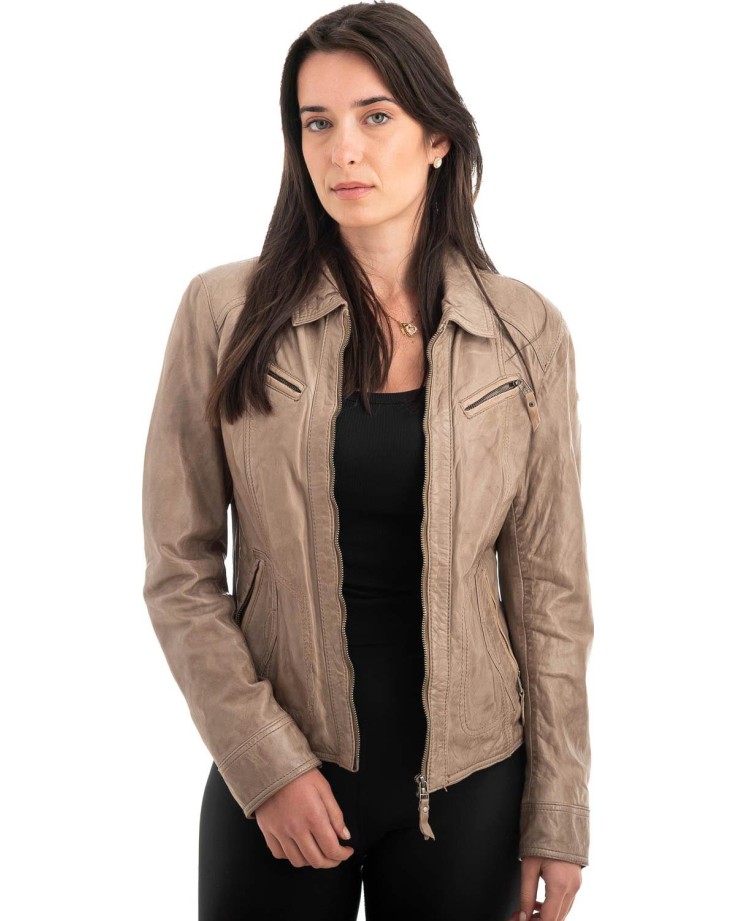 Γνήσιο Γυναικέιο Δερμάτινο Μπουφάν - Z970