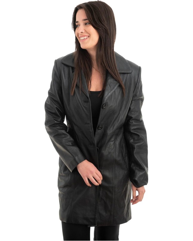 Γνήσιο Γυναικέιο Δερμάτινο Παλτό - Z975