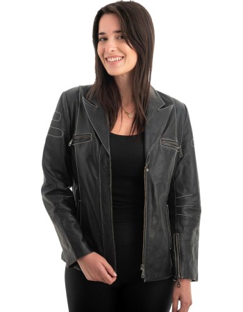 Γνήσιο Γυναικέιο Δερμάτινο Μπουφάν - Z979