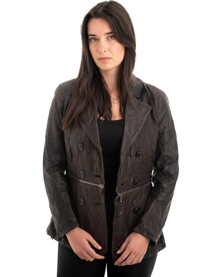 Γνήσιο Γυναικέιο Δερμάτινο Σακάκι - Z983