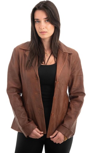 Γνήσιο Γυναικέιο Δερμάτινο Σακάκι - Z985