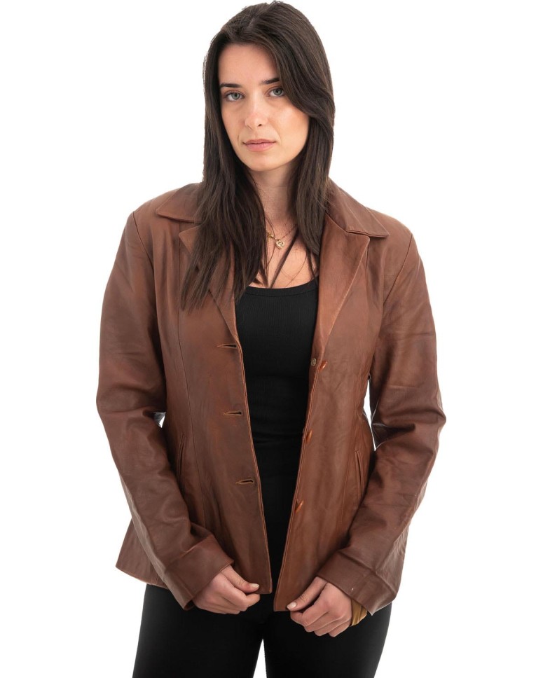 Γνήσιο Γυναικέιο Δερμάτινο Σακάκι - Z985