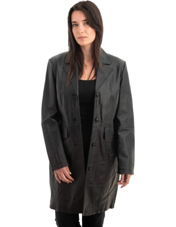 Γνήσιο Γυναικέιο Δερμάτινο Παλτό - Z986