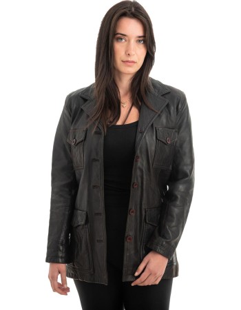 Γνήσιο Γυναικέιο Δερμάτινο Σακάκι - Z989